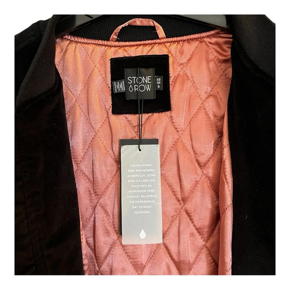 NWT Volcom Womens XS Stone Row Long Black Velvet Coat Pink Quilted Lining Zip Up - Picture 9 of 10